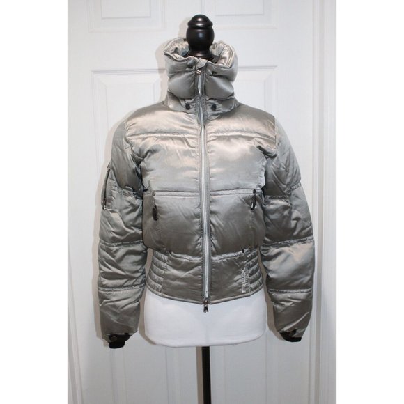 Ralph Lauren RLX Puffy Goose Down North Jacket Kids Girls Size L Silver Metallic